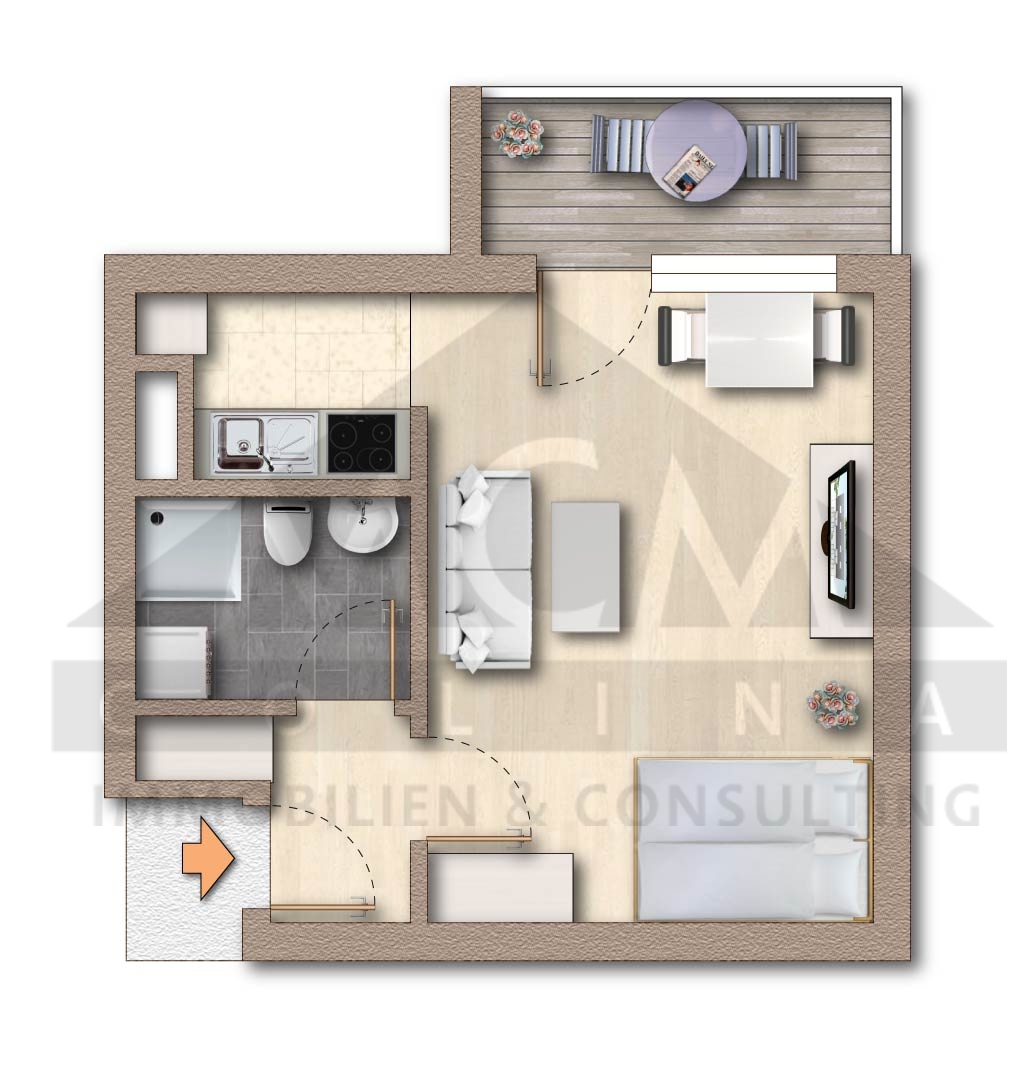 Grundriss mit Möbel